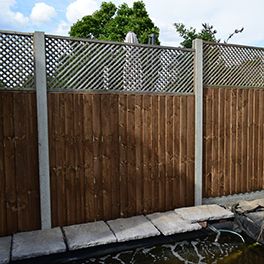 Dark brown trellis fence panels